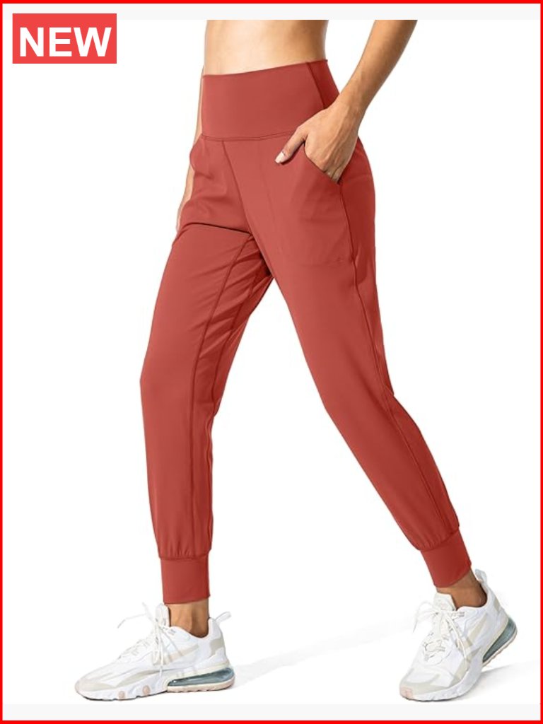 High Waisted Joggers With Pockets, 75%Polyamide 25%Elastane, Yoga Lounge Pants